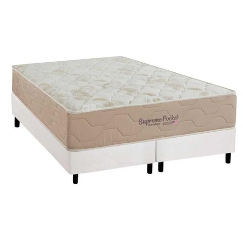 Conjunto Box Queen: Colchão Molas Inovaflex Ensacadas Supreme+base Crc Corano White (158x198)