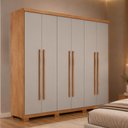 Ver imagem 1 de Guarda-Roupa Casal 100% MDF 6 Portas e 2 Gavetas com Pés 180cm Multimóveis CR35518 Madeirado/Off