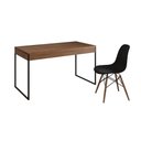 Ver imagem 6 de Mesa De Escritório Industrial Amêndoa 137X53Cm Base Ferro Preto Com 1 Cadeira Preta