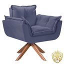 Ver imagem 1 de Poltrona Opalla Giratória Madeira Suede D Salla Azul Bic