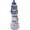 Ver imagem 1 de Farol Enfeite Decorativo Náutica Oceano Branco e Azul 30cm