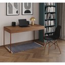 Ver imagem 1 de Mesa de Escritório Industrial Malta Amêndoa 137x53cm Base Cobre com 1 Cadeira Preta Eames Eiffel Mad