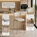 Ver imagem 4 de Kit 2 Banquetas Cozinha Alta 98cm Industrial Camila Aço Dourado com Encosto Off White