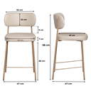 Ver imagem 3 de Kit 2 Banquetas Cozinha Alta 98cm Industrial Camila Aço Dourado com Encosto Off White