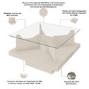 Ver imagem 5 de Mesa de Centro para Sala de Estar Quadrada Tampo de Vidro 70cm Cleo A05 Off White - Lyam Decor