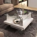 Ver imagem 3 de Mesa de Centro para Sala de Estar Quadrada Tampo de Vidro 70cm Cleo A05 Off White - Lyam Decor