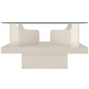 Ver imagem 2 de Mesa de Centro para Sala de Estar Quadrada Tampo de Vidro 70cm Cleo A05 Off White - Lyam Decor