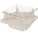 Ver mais imagens de Mesa de Centro para Sala de Estar Quadrada Tampo de Vidro 70cm Cleo A05 Off White - Lyam Decor
