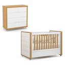 Ver imagem 1 de Berço Americano com Capitonê New Boucle e Cômoda Gaveteiro Infantil Tutto New Freijó Branco Acetinad