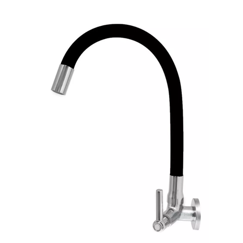 Torneira Abs Cromado Gourmet Silicone Flexível Preto Parede
