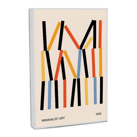 Quadro Decorativo Geometrico Abstrato Hastes Verticais com Moldura Filete