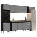 Ver imagem 1 de Armário de Cozinha Modulada 5 Peças Cp18 Balcão com Pia Inox Preto-cinza - Lumil