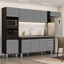 Ver mais imagens de Armário de Cozinha Modulada 5 Peças Cp18 Balcão com Pia Inox Preto-cinza - Lumil