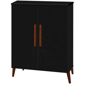 Buffet aparador Colombia 2 portas balcão retrô fechado cor Preto fosco Black PASSE BEM