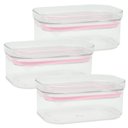 Ver imagem 1 de Kit com 3 Potes Herméticos Empilháveis Transparentes 425ml:Rosa