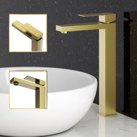 Torneira de Banheiro Lavabo Luxo Viena Monocomando Alta Aço Inox 304 Goldenx