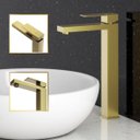 Ver imagem 1 de Torneira de Banheiro Lavabo Luxo Viena Monocomando Alta Aço Inox 304 Goldenx