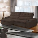 Ver imagem 1 de Sofá Retrátil Reclinável para Sala de Estar Living 250cm Ártico F04 Veludo Marrom - Lyam Decor