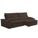 Ver imagem 2 de Sofá Retrátil Reclinável para Sala de Estar Living 250cm Ártico F04 Veludo Marrom - Lyam Decor