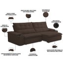 Ver imagem 3 de Sofá Retrátil Reclinável para Sala de Estar Living 250cm Ártico F04 Veludo Marrom - Lyam Decor