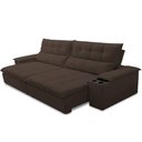 Ver imagem 5 de Sofá Retrátil Reclinável para Sala de Estar Living 250cm Ártico F04 Veludo Marrom - Lyam Decor