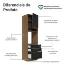Ver imagem 3 de Torre Quente 60 Cm 1 Porta 3 Gavetas Rustic/preto Lux Madesa