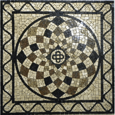 Piso em Mosaico Romano Semente de Girassol Colorato I 130cm