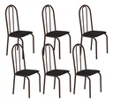 Ver imagem 1 de Kit 6 Cadeiras Ubatuba Corino Tempest Preto Tubo Marrom Cafe