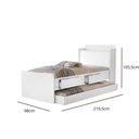 Ver imagem 3 de Cama Solteiro Tamires 2 Gavetas Bau Cama Auxiliar 2 Colchão:branco