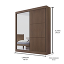 Ver imagem 3 de Guarda Roupa Mdf Atenas 2 Portas Espelho Castanho