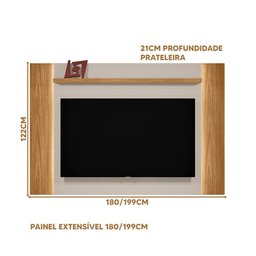 Painel De TV 60 Polegadas Com LED Extensível 180 E 199cm Nature Off White Pitomba Shop JM - 4