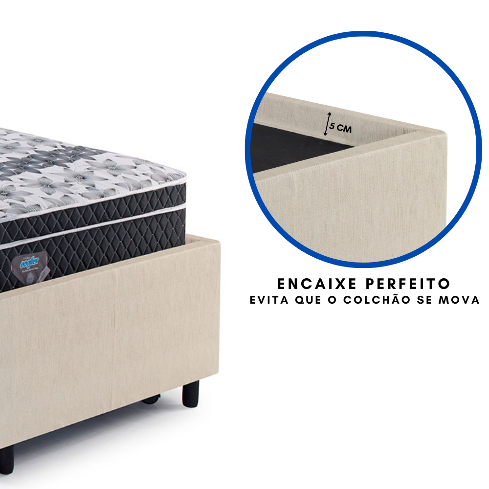 Bicama Box Solteirão Courino Linho Areia 96x203 com Dois Colchões Gransleep Molas Verticoil Ecoflex - 10