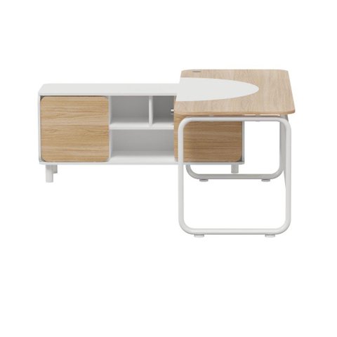 Mesa Diretor Elements Leone - Branca e Carvalho - Esquerdo