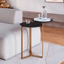 Ver imagem 1 de Mesa Lateral Industrial Chanfrada Artesano 44 Cm (largura) 2 Tampos Mdp Nero (preto) Pé Aço