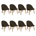 Ver imagem 1 de Kit 08 Cadeiras Poltrona de Jantar Luna Suede Pés Palito Castanho - Pallazio