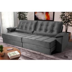 Sofá Retrátil Reclinável 230cm Ascari Suede Velut com molas Ensacadas - King House - 1