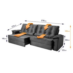 Sofá Retrátil Reclinável 230cm Ascari Suede Velut com molas Ensacadas - King House - 2