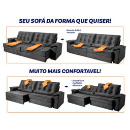 Sofá Retrátil Reclinável 230cm Ascari Suede Velut com molas Ensacadas - King House - 4
