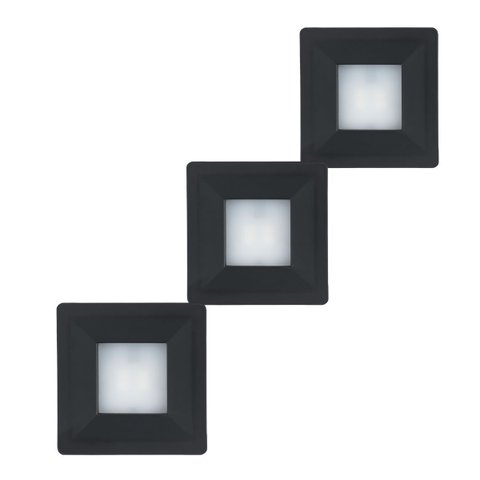 Kit 3 Spot LED Quadrado Sobrepor Embutir p/Móveis Nichos:Branco Frio/Preto