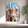 Quadro Decorativo Animais Casal de Cachorros e Um Filhote - 200x120 Cm - 4