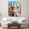 Quadro Decorativo Animais Casal de Cachorros e Um Filhote - 200x120 Cm - 3