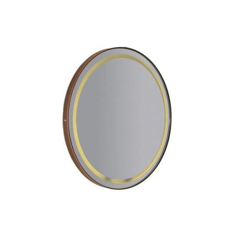 Espelho Iluminado Sole 70 cm - Preto / Caramelo