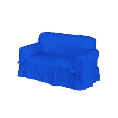 Capa de Sofá 2 Lugares Avulso Gorgurão Maquinetado: Azul-Royal