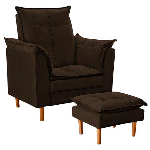 Poltrona Decorativa Sala de Estar Quarto Leitura Paris Suede:marrom