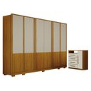 Ver imagem 1 de Guarda Roupa Casal Urban 6 Portas com Cômoda Diamante 4 Gavetas 1 Porta Cinamomo Off White –