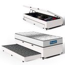 Ver imagem 1 de Cama Box Baú com Colchão de Molas Ensacadas Double Face Essence Probel + Auxiliar Solteiro 88cm