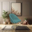 Ver imagem 6 de Kit 06 Cadeiras Poltrona de Jantar Bela Suede Base Metálica Industrial Dourado Azul Turquesa