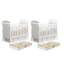 Ver imagem 1 de Kit Gêmeos Berço Mini Cama Danny Branco Fosco com Colchões Supreme - Reller Móveis
