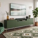 Ver imagem 1 de Rack para Sala 260cm com 4 Portas Brise Pés Metal 100% Mdf Cor:musgo com Dourado