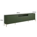 Ver imagem 2 de Rack para Sala 260cm com 4 Portas Brise Pés Metal 100% Mdf Cor:musgo com Dourado